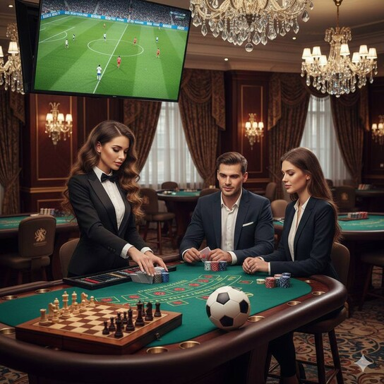 三人棋牌欢乐场景